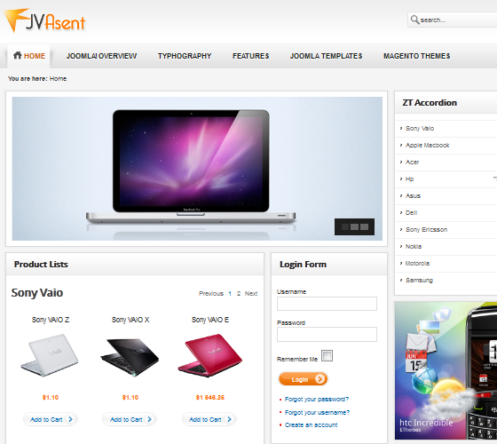 JV Asent шаблон для Joomla 1.5