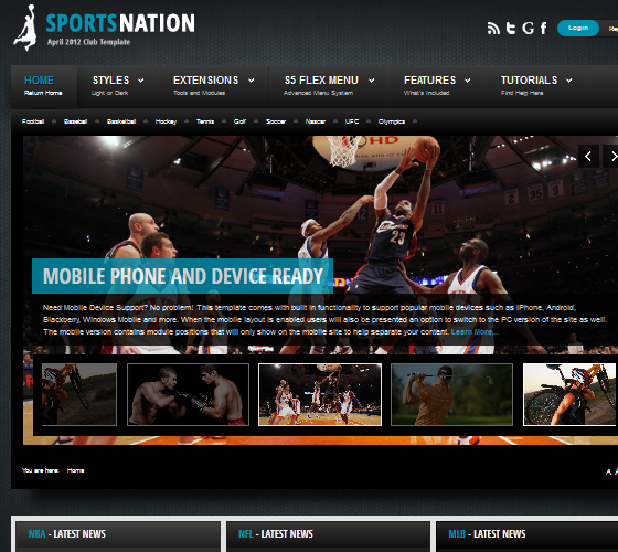 S5 Sports Nation - шаблон для Joomla 2.5