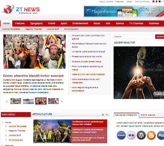 ZT News II шаблон для Joomla 2.5